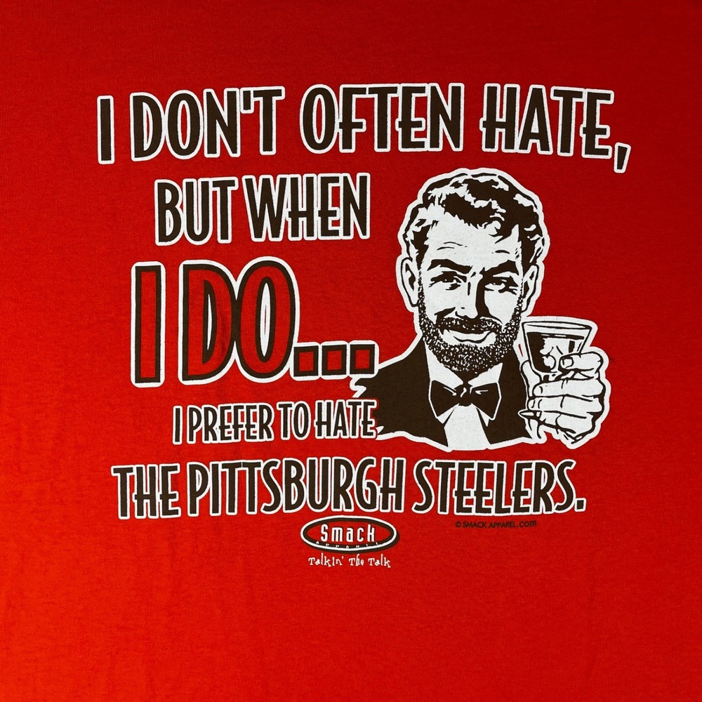 Smack Apparel Anti-Steelers Shirt Men's‎ Large Red "I Don't Often Hate" Meme Tee